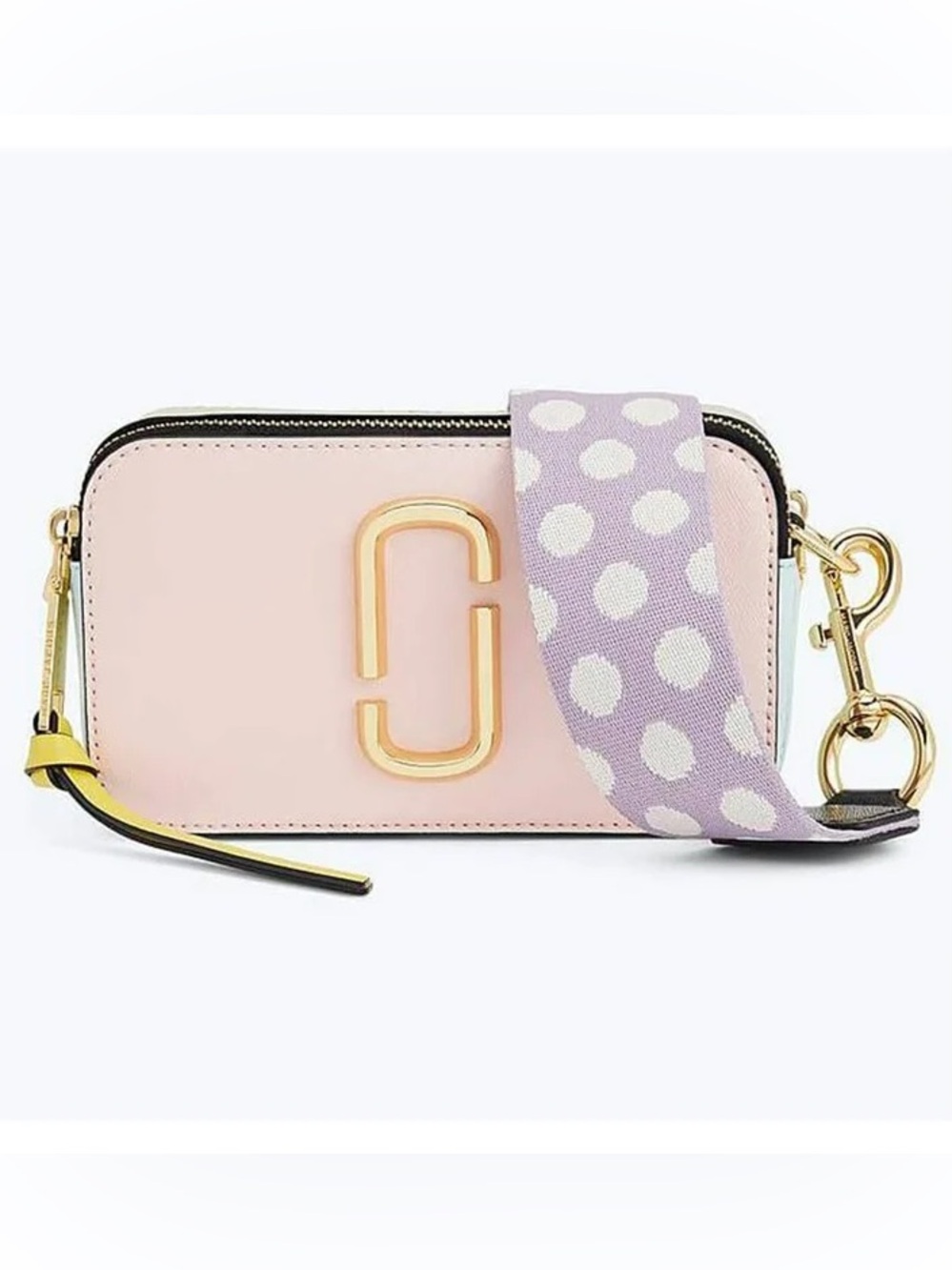 Marc Jacobs Snapshot Crossbody Camera Bag Pink-multi with Polka Dot Strap